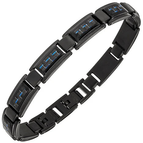 Colfem Armband Edelstahl, schwarz beschichtet, Carbon blau, 21 cm, Unisex - Bild 1