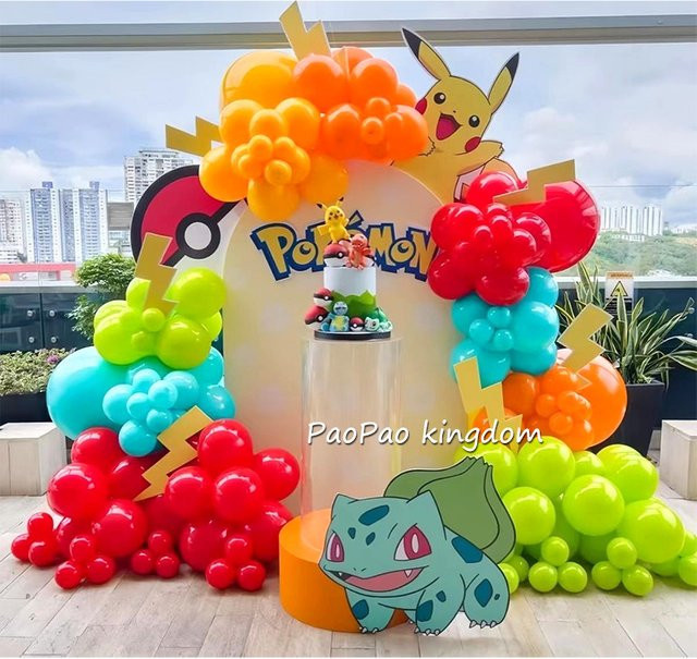 Potdemiel Pokemon Pikachu Ballonbogen Set mit Folien- und Latexballons in Mehrfarbig für Kindergeburtstage und Partys - Bild 1