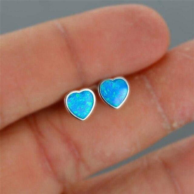 YIRAN Jewelry Ohrringe, 925 Silber, Herz, Opal, Damen - Bild 1