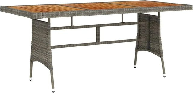 vidaXL Gartentisch aus Akazien-Massivholz und PE-Rattan in Grau, B/T/H: 160 x 70 x 72 cm - Bild 1