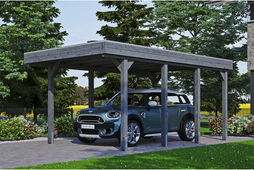SKANHOLZ Carport Friesland aus Holz in Grau, B/T: 314 x 555 cm, Firsthöhe: 241 cm, lasiert - Bild 1