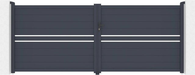 Casanoov Flügeltor Cimone Doppelstor Aluminium Anthrazit Grau mit Ranger B150 Motorisierung B/H: 397 x 160 cm - Bild 1