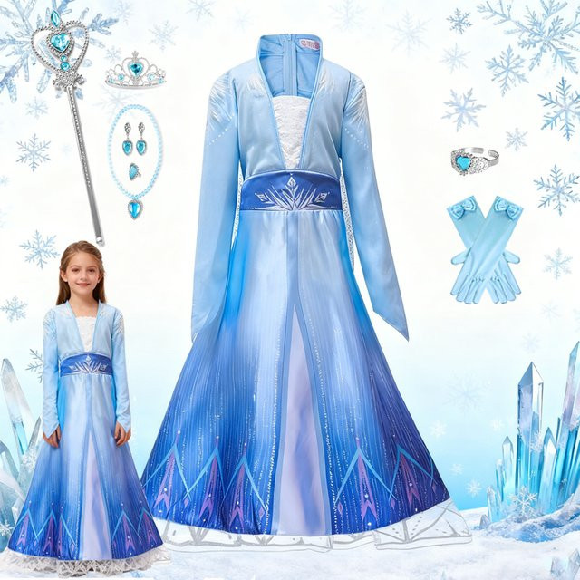 TONGTONGMI Die Eiskönigin Elsa Prinzessin Cosplay Kostüm, Kleid, Set - Bild 1