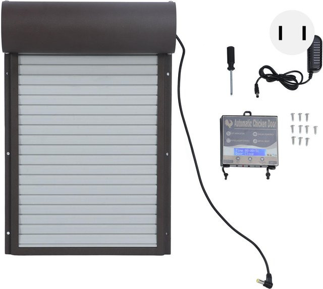 Aimo Automatische Hühnerstalltür mit Timer in Braun, Batteriebetriebener Hühnerstalltüröffner für Enten und Hühner aus Metall und Kunststoff - Bild 1