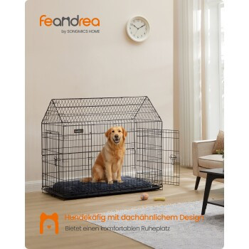 FEANDREA Hundekäfig XXL faltbar mit Doppeltür in Schwarz, B/T/H: 120 x 72,5 x 109 cm - Bild 2