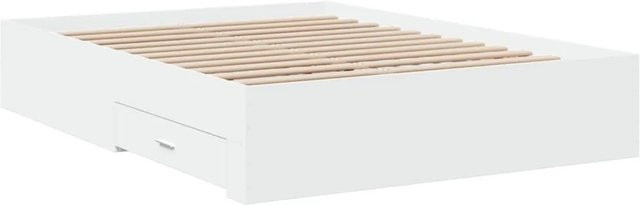 vidaXL Bettgestell mit Schubladen in Weiß aus Holzwerkstoff, B/T/H: 120 x 190 x 32 cm - Bild 1