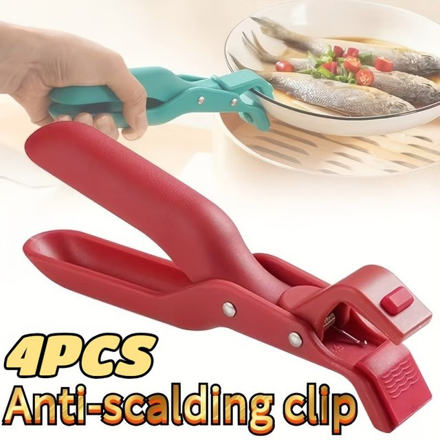 YOCITY 4er-Set Anti-Verbrühungs-Clips aus Silikon in Grün, rutschfeste Halter für heiße Teller, Schalen, Pizzableche und Heißluftfritteusen - Bild 1