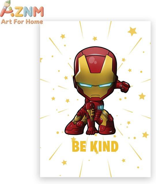 KAYOU Marvel Superhelden Leinwandgemälde mit Iron Man, Thor, Captain America und Spider Man als Cartoon-Poster für die Dekoration deines Kinderzimmers in Mehrfarbig - Bild 1