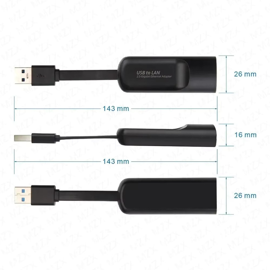 MZX USB 3.0 Ethernet-Adapter mit USB-A und USB-C auf RJ45, 2,5 Gbit/s LAN-Konverter, Schwarz - Bild 4