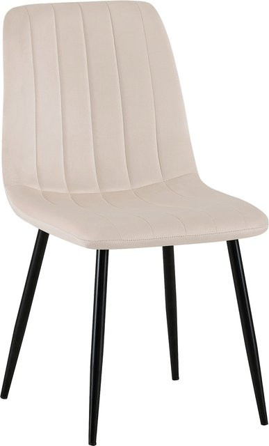 CLP Esszimmerstuhl Dijon gepolstert, beige, mit Ziernähten und Bodenschonern - Bild 1
