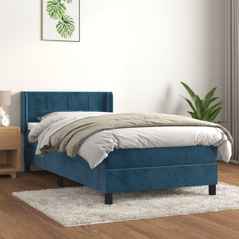Vidaxl Boxspringbett mit Matratze aus Samt in Blau, B/T/H: 80 x 200 cm - Bild 1