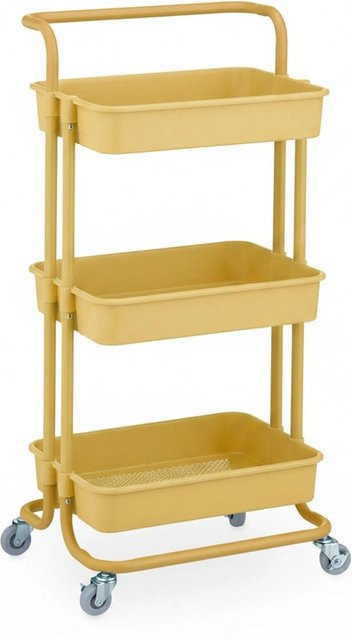 Relaxdays Rollwagen aus Stahl in Gelb mit Rollen und Feststellfunktion, H: 86 cm, B: 42,5 cm, T: 42 cm - Bild 1