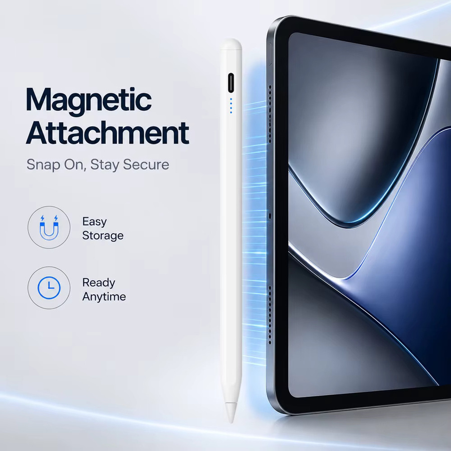 Qukam Universeller Magnetischer Stylus-Stift mit 4 LED-Batterieanzeigern und Typ-C für iOS, Android und Windows Tablets, Handschuhkompatibel inklusive 2 Ersatzspitzen - Bild 2