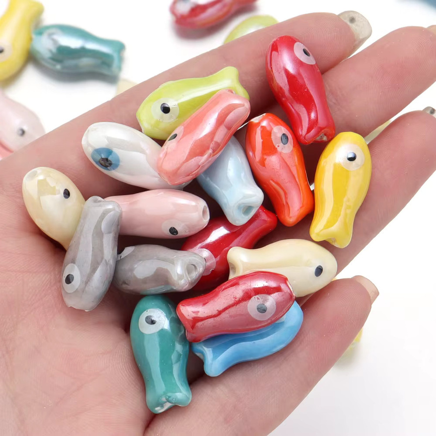 lingsai Keramikperlen, Fisch-Motiv, Porzellanperlen, Unisex - Bild 3