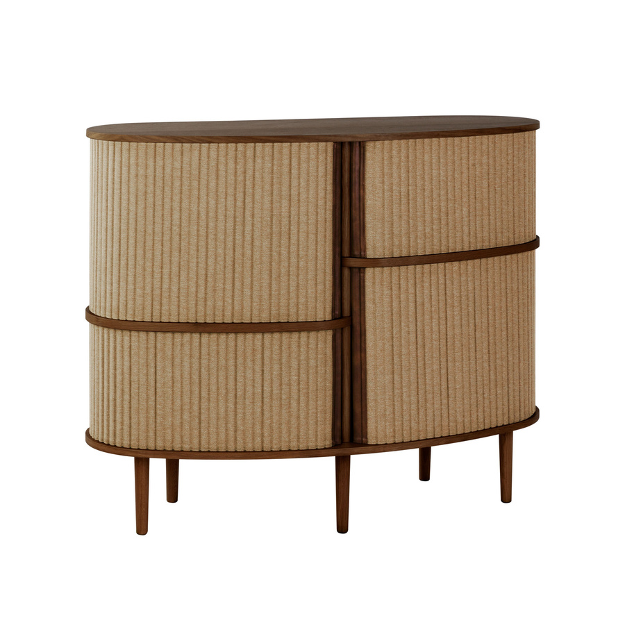 UMAGE Audacious Highboard in Braun mit Schiebetüren aus Stoff und internen Regalen - Bild 2