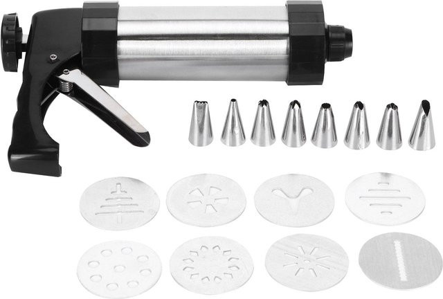 CosyHome Kekse und Plätzchen Maker Press-Set in Grau mit Edelstahl- und Kunststoff-Düsen zur Gebäckdekoration - Bild 1