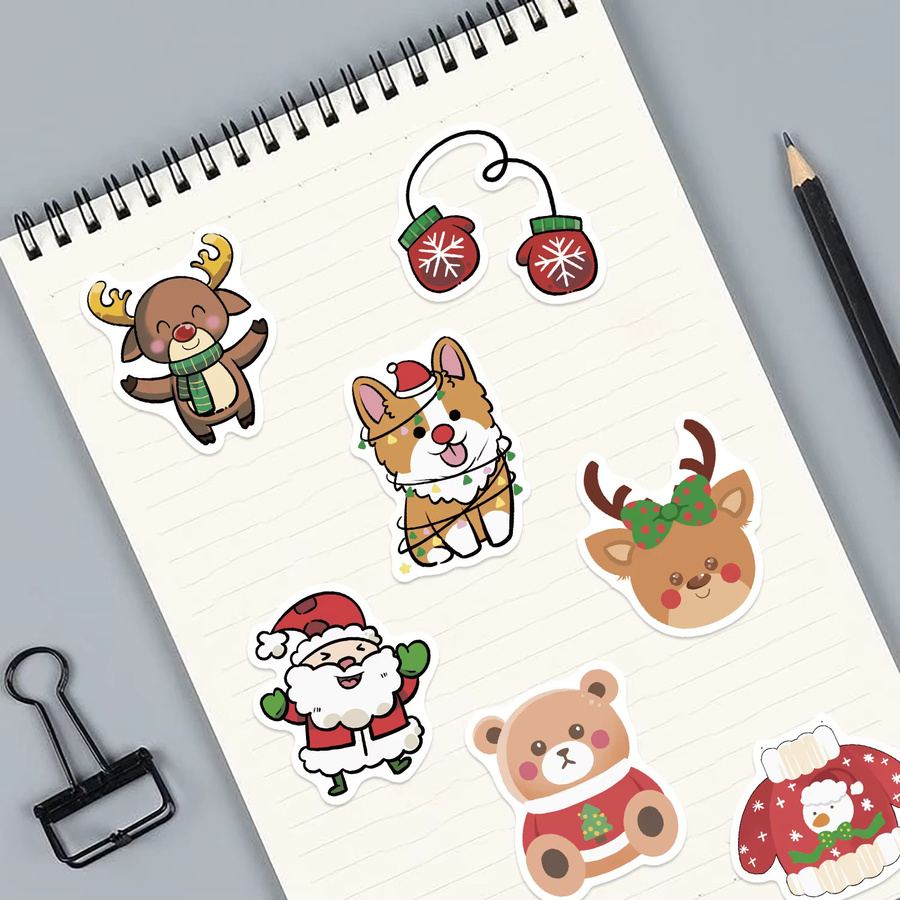 50 oder 100 Stück Cartoon Weihnachtsfeier Doodle Aufkleber, wasserfeste DIY Aufkleber in Multicolor für Notebook, Gepäck und Schreibwaren - Bild 2