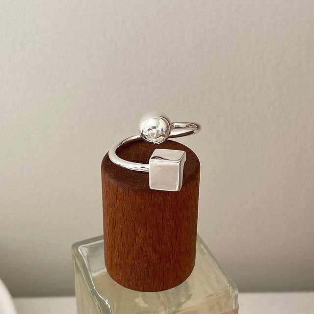 Ring 925 Silber, Geometrisches Design, Verstellbar, Damen, Grau - Bild 1