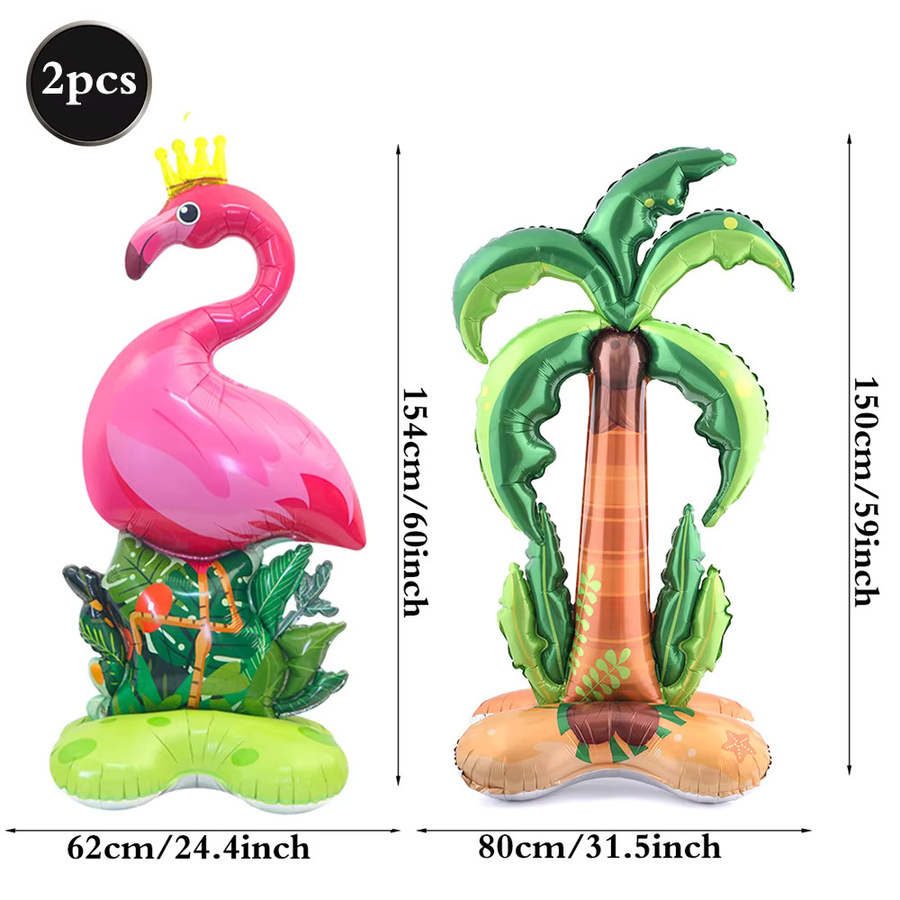 EsenTroye Tropische Folienballons für deine Hawaiianische Luau-Party mit Flamingo, Palme und Wassermelone zur Sommer- und Stranddekoration - Bild 3