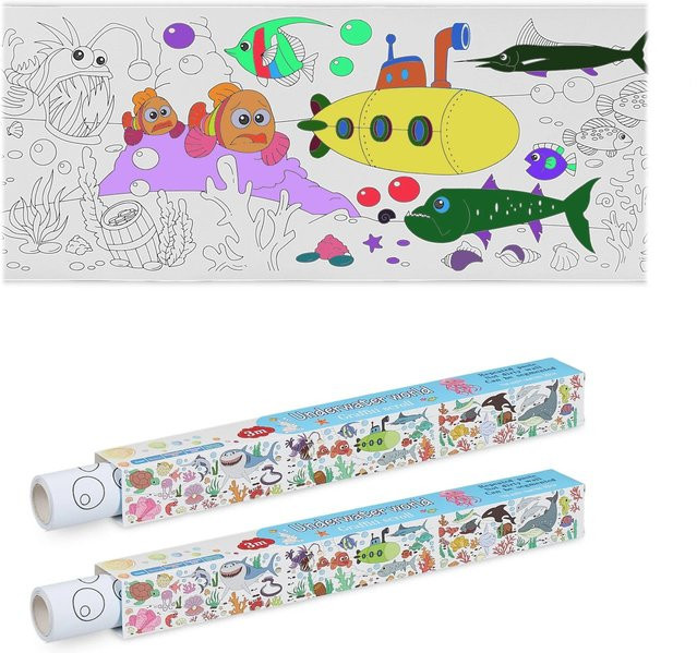 Relaxdays Sea Life Ausmaltischdecke Papier Weiß 2er Set - Bild 1