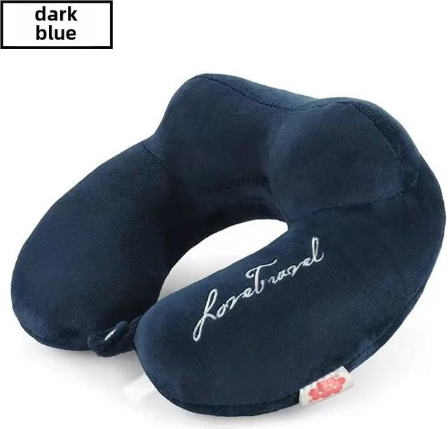 Yiran Furniture U-förmiges Reise-Nackenstützkissen aus Memory-Schaum für Erwachsene in Blau - Bild 1