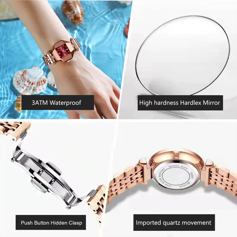 Poedagar Armbanduhr Edelstahl, Quarz, Roségold, Damen - Bild 4