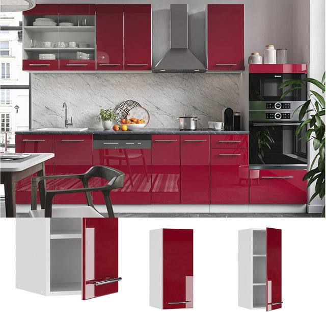 Vicco Hängeschrank Fame-Line Küchenschrank Bordeaux Hochglanz mit Soft-Close-Türen - Bild 1