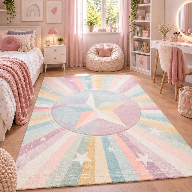 Pergamon Kinder Teppich Maui Kids Rainbow Star, bunt, B/B: 140 x 200 cm - Bild 1