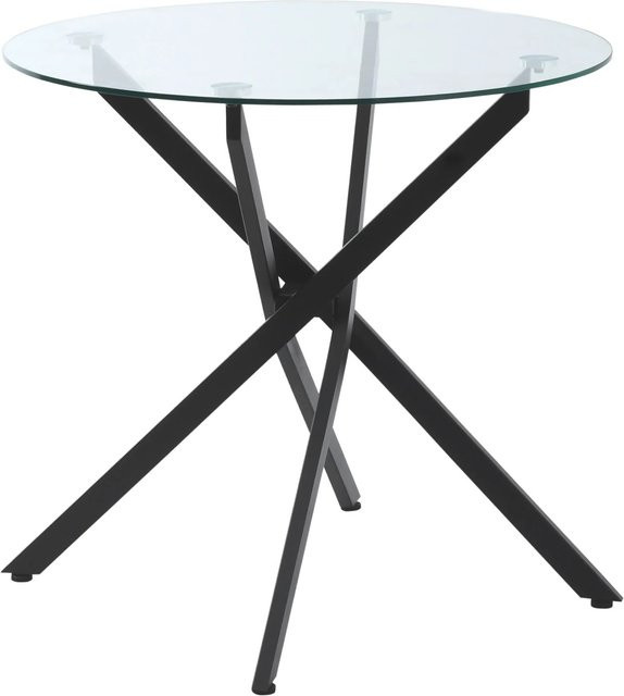 HOMCOM Beistelltisch rund in Schwarz mit Sicherheitsglas und Metallgestell B/T/H: 80 x 80 x 75 cm - Bild 1