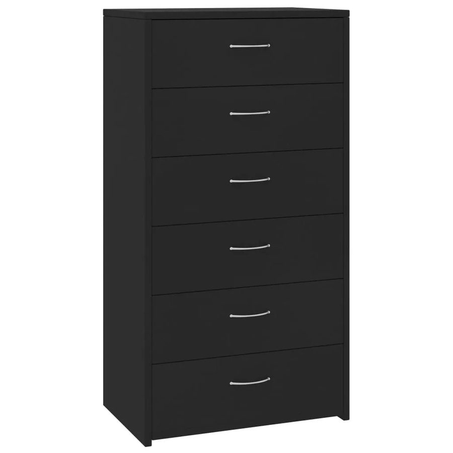 vidaXL Sideboard mit 6 Schubladen in Schwarz aus Holzwerkstoff, B/T/H: 50 x 34 x 96 cm - Bild 2