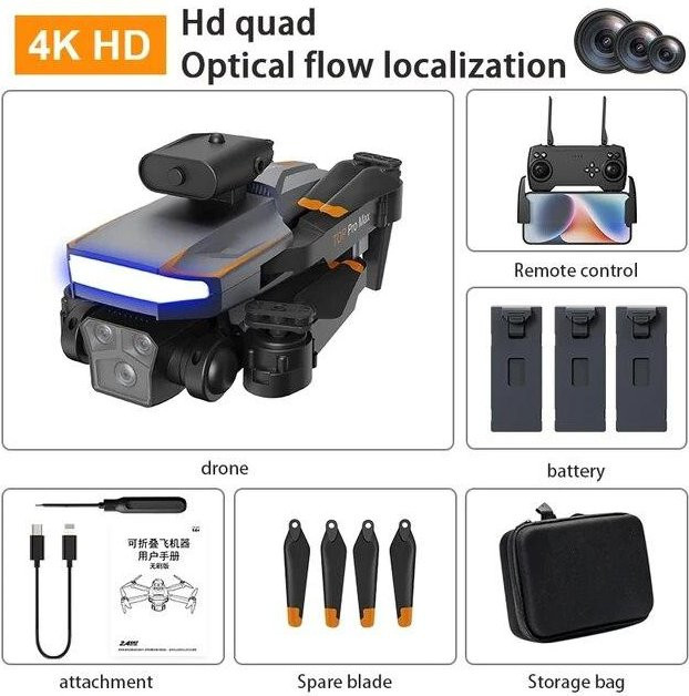 LYZRC P18 UAV ESC Quadcopter Drohne mit 4K Dualkamera, Bürstenlosen Motoren, optischer Flusspositionierung, WIFI FPV und Hindernisvermeidung in Schwarz - Bild 1