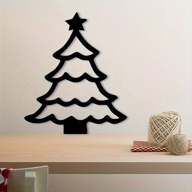 CIFBUY Wandskulptur aus Metall in Sternform, Vintage Weihnachtsbaum-Wanddekoration in Schwarz - Bild 1