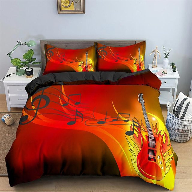 Bettwäsche Set JMG Household Supplies mit Musikthema aus Mikrofaser, Mehrfarbig, B/H: 135 x 200 cm - Bild 1