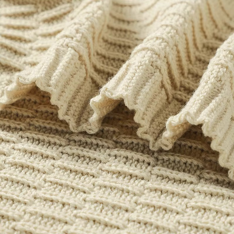 Mimixiong Baby Decke Gestrickt für Neugeborenen, Beige, B/T: 90 x 70 cm - Bild 2