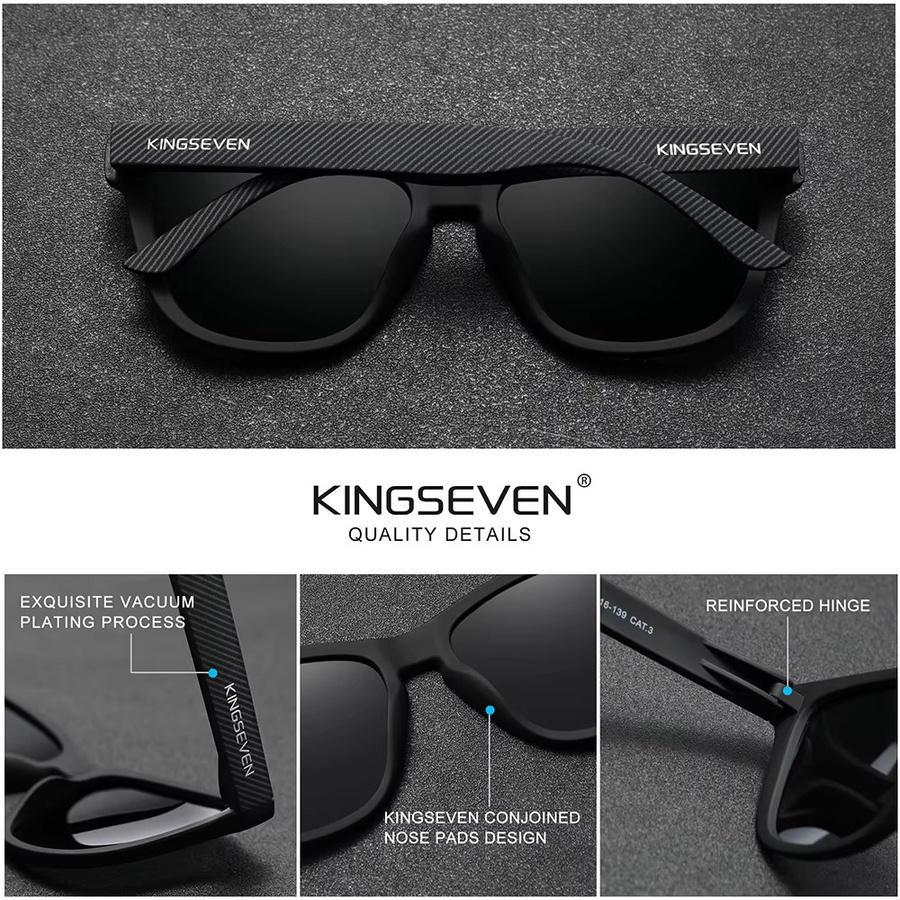 KINGSEVEN Sonnenbrille, Vollrand, Square, Kunststoff, Schwarz, Unisex - Bild 3