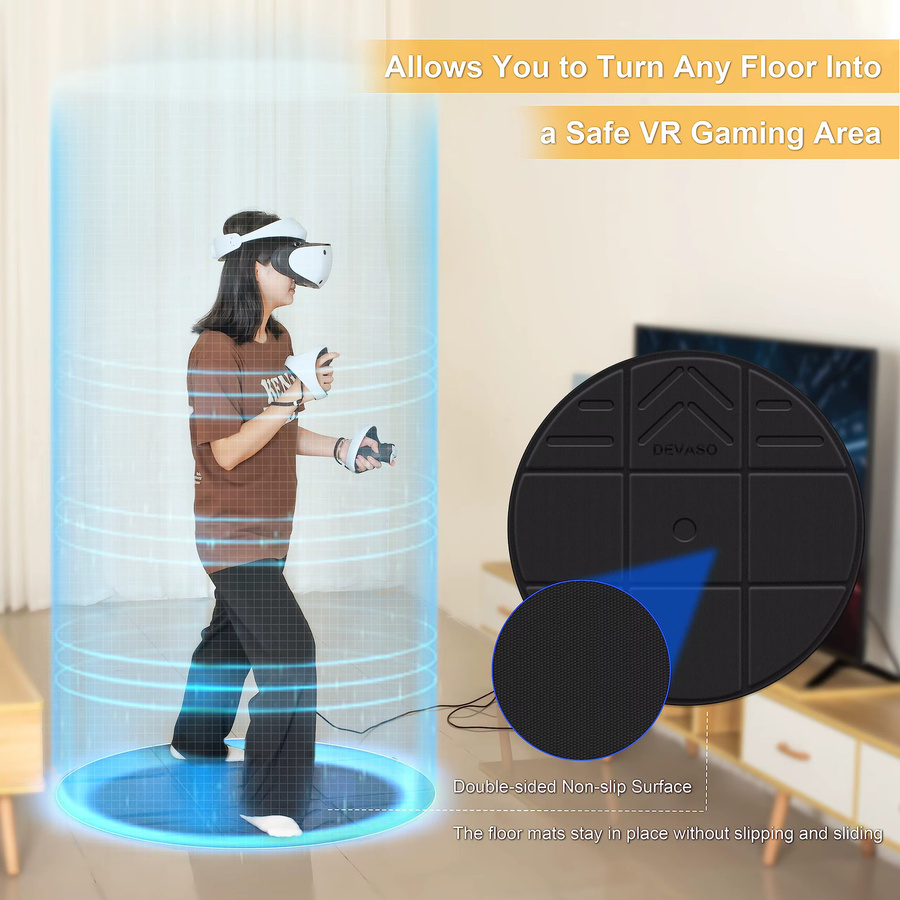DEVASO Faltbare VR-Matte für Meta Quest 3S und Quest 3, runde Anti-Ermüdungs-Bodenmatte in Schwarz - Bild 3