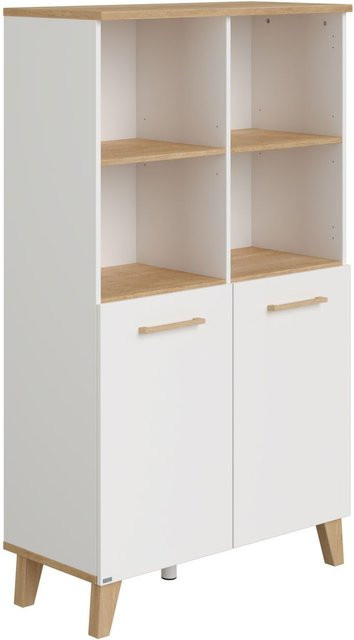 Standregal PAIDI OSCAR in Weiß und Eiche Nebraska Nachbildung, B/T/H: 95 x 40 x 159 cm - Bild 1