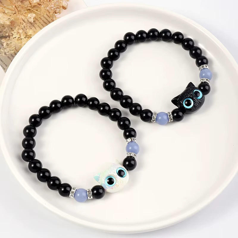 konminry Armband, Acryl, Perle, Schwarz, Weiß, Unisex - Bild 4
