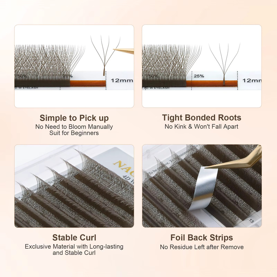 NAGARAKU W-Form Wimpernverlängerung, Dunkelbraun, Handgewellt - Bild 2