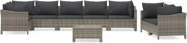 vidaXL 9-tlg Garten-Lounge-Set Modell 59 aus Poly Rattan in Grau mit Kissen - Bild 1