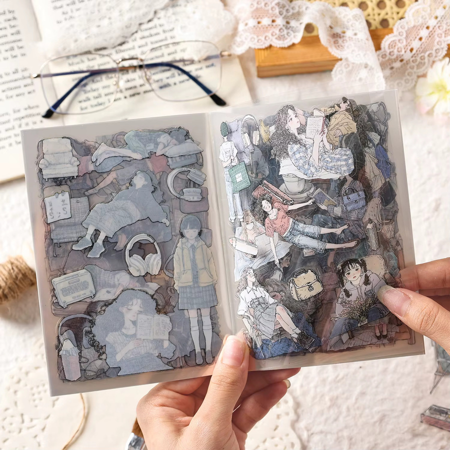 Journal GO 20 Stück Niedliche Cartoon-Mädchen-Aufkleber im Korea Anime-Stil für Scrapbooking und Planer, Mehrfarbig - Bild 2