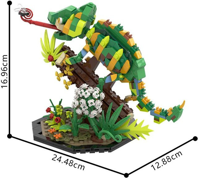 Gobricks Chamäleon Reptil Eidechse Insekt Bausteine Spielzeug ab 14 Jahren - Bild 1