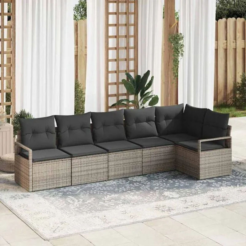 Vidaxl Garten-Sofa-Set aus Polyrattan in Grau mit 6 Teilen und modernen Loungemöbeln - Bild 1