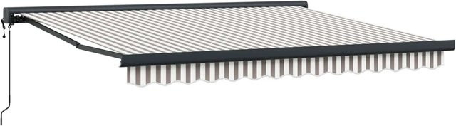vidaXL Ausziehbare Markise in Weiß-Hellgrau, B: 450 cm, T: 300 cm - Bild 1