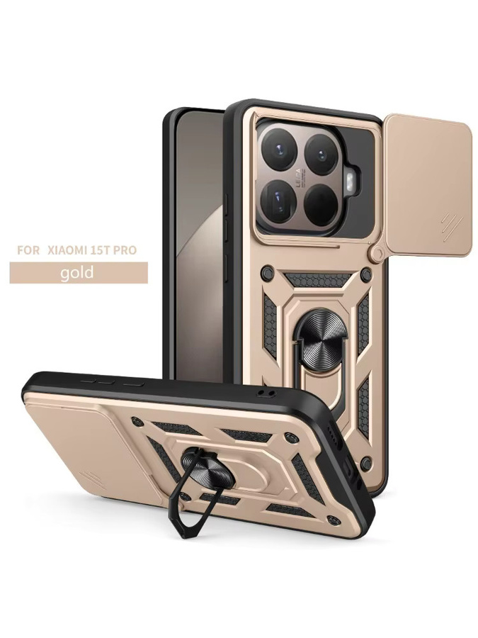 Robuste Militär-Schutzhülle mit magnetischem Ring-Halter für Xiaomi 17 17Pro 17ProMax 15T 14T 13T 12T Pro in Silber - Bild 6