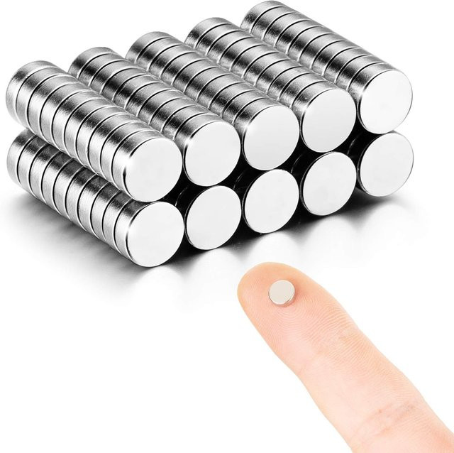 Runde Mini-Kühlschrankmagnete aus Metall in Silber, Durchmesser: 6,5 mm, Dicke: 1,58 mm - Bild 1