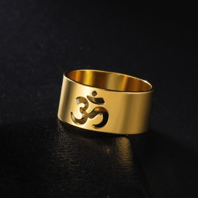 LIKGREAT Ring, Edelstahl, Gold, Damen, Om Symbol - Bild 1