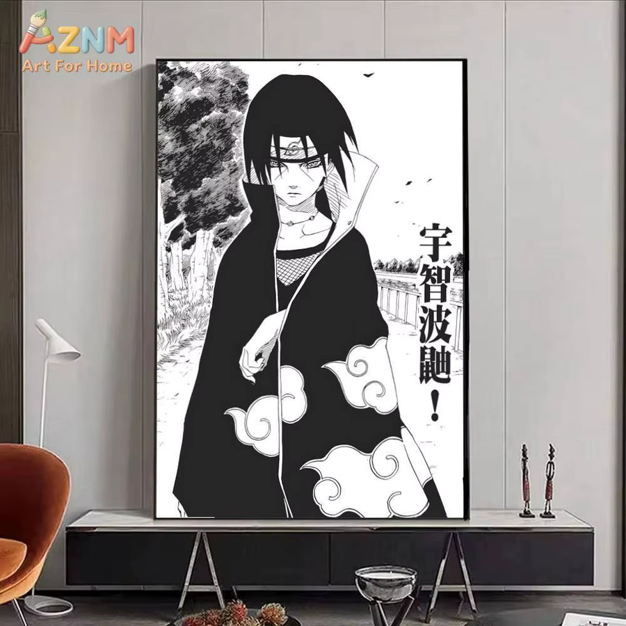 AZNM Naruto Akatsuki Manga Leinwand Wandkunst Kayou Schwarz-Weiß HD-Druck Poster - Bild 5