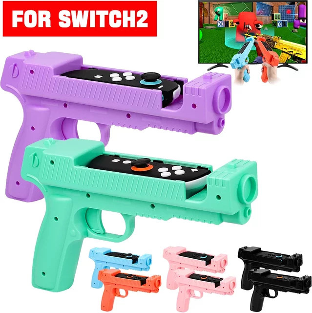 mbchips mc Schießspiel-Controller-Pistolen Set für Nintendo Switch, 1 Paar mit Griffstück für Links- und Rechtshänder, Grün und Lila - Bild 1