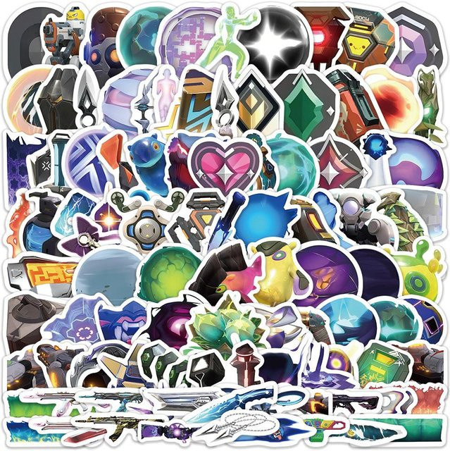 100 Stück Valorant Fähigkeiten Graffiti Aufkleber von Binchi Outdoor Product, bunte dekorative Sticker für Skateboard, Helm und Notizbuch - Bild 1